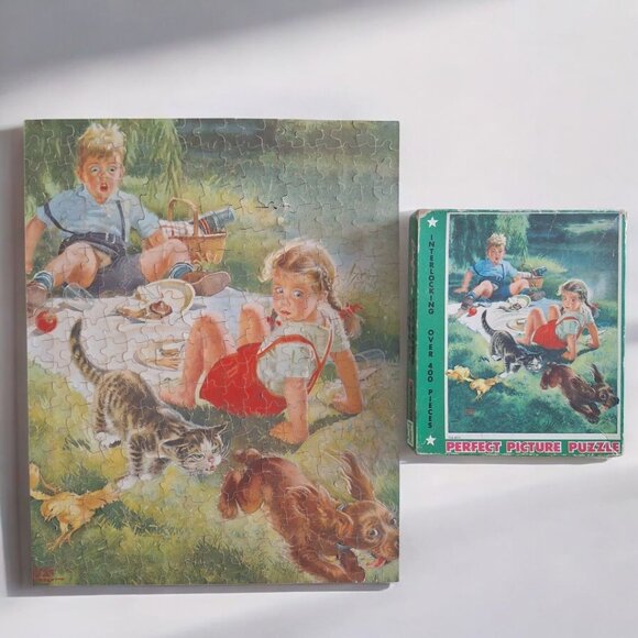 Dog Gone Perfect Picture Puzzle Vintage USA Made 400 Pieces No 29 W Old 20x16 In - Picture 1 of 10